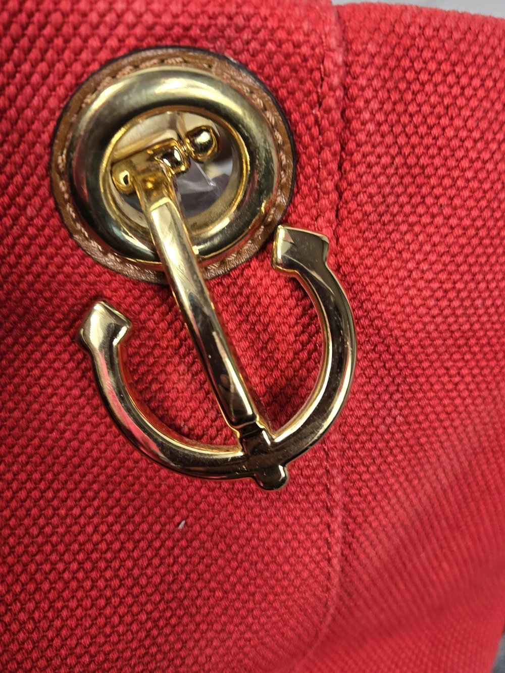 Michael Kors Red Canvas Tote with Rope Handles and Gold Hardware